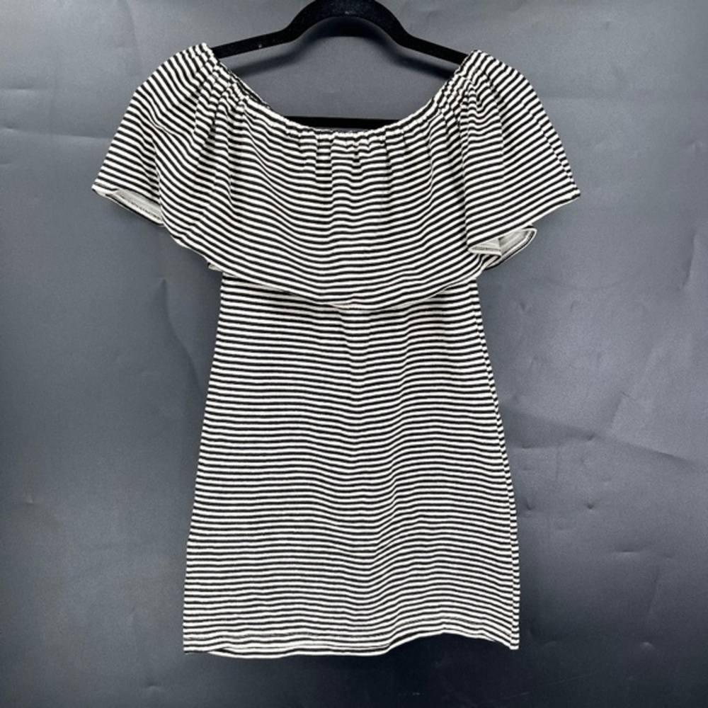 Otis & Maclain black‎ white off the shoulder black white micro mini dress S
